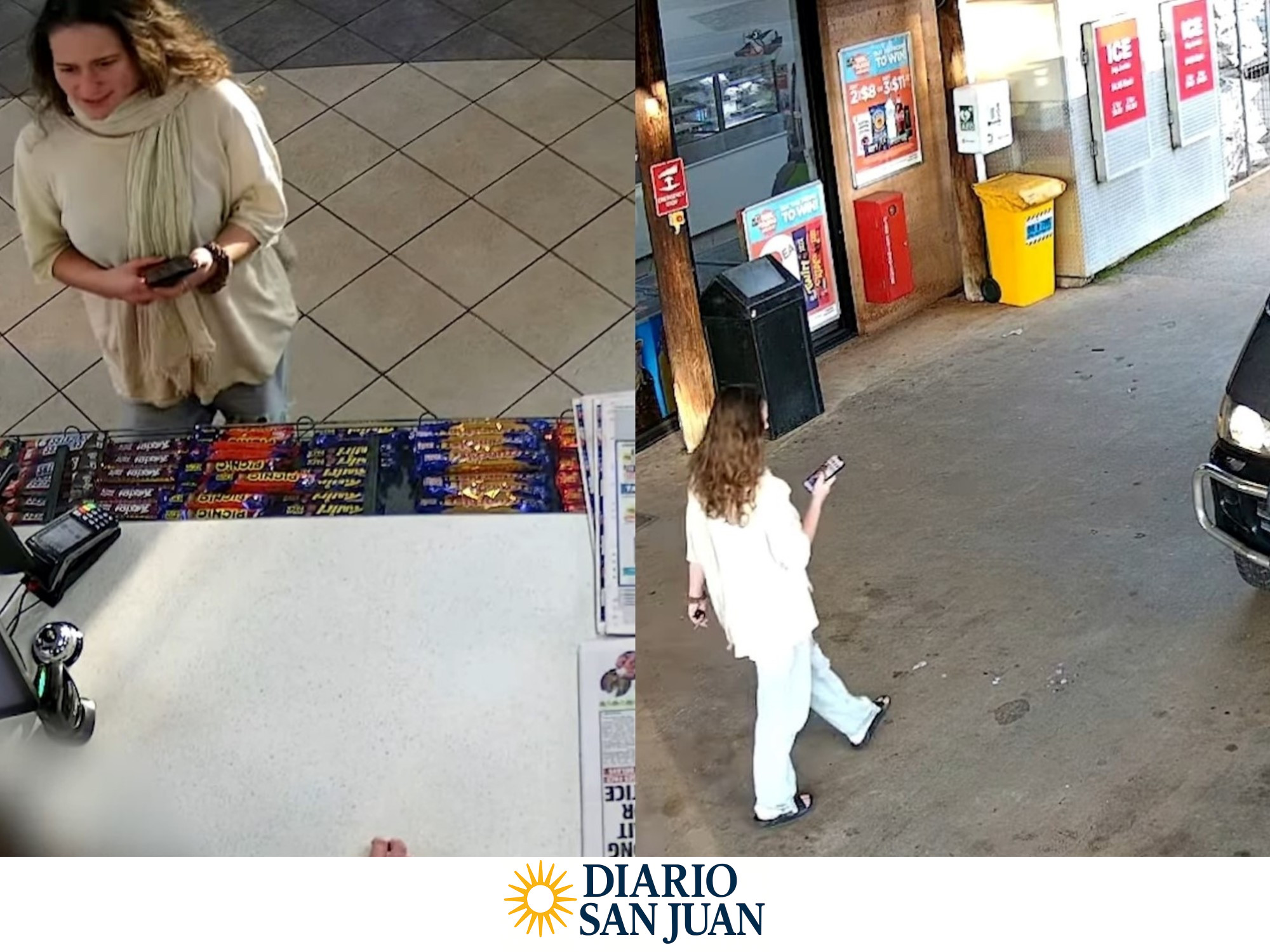Carolina Wilga fue captada por las cámaras de seguridad de una estación de servicio el 29 de junio. Foto: Policía de Australia Occidental.
